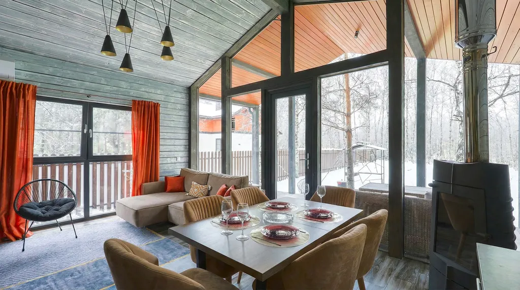 BarnHouse с камином, кондиционером и террасой