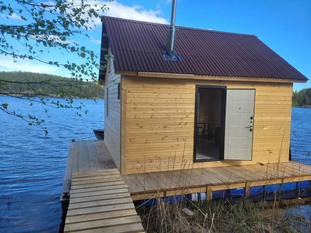 Плавдом Морячка с баней на острове + лодка на веслах