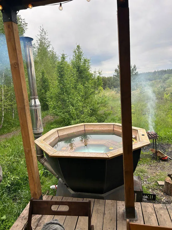 Прямоугольный дом с баней и чаном