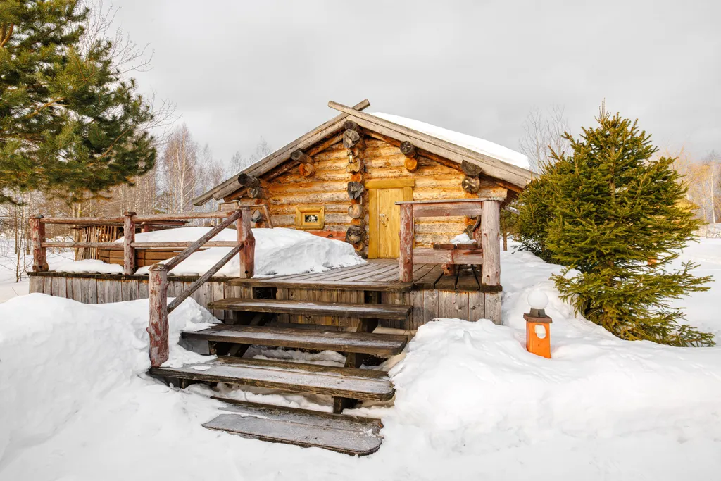 Дом в стиле Rustic с баней на дровах
