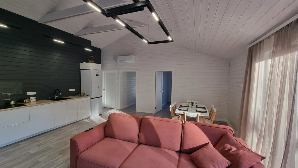 Коттедж Стильный барнхаус с горячей купелью фурако с видом на воду — Можайск