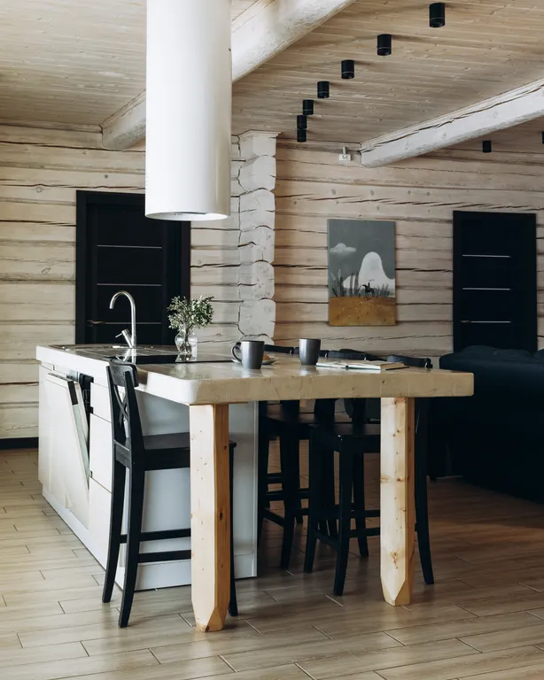 Коттедж синий закат с камином и террасой с видом на реку