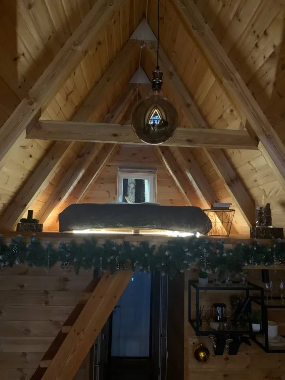 Домик в лесу с баней и чаном, A-frame Forest story