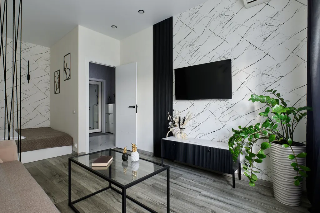 Прекрасная стильная квартира Инь янь