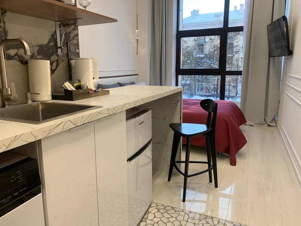 Бизнес-апартаменты PLAZA - парковка, кухня, стиральная машина, СмартТВ