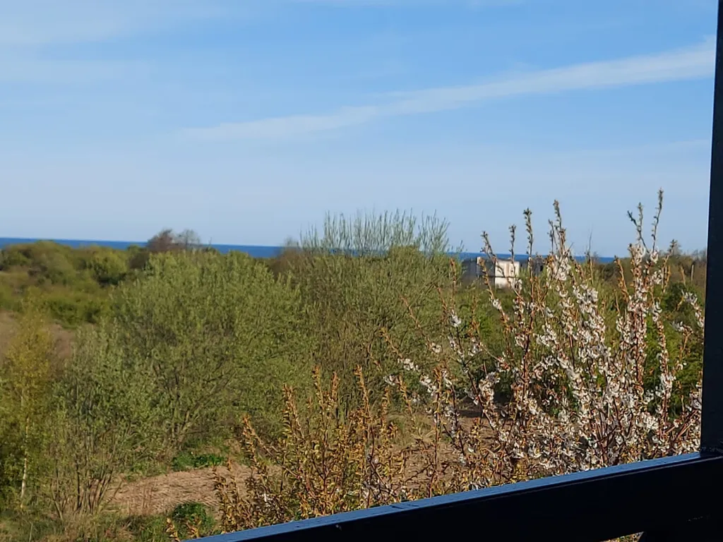 Дом с видом на море и отдельно стоящей баней.