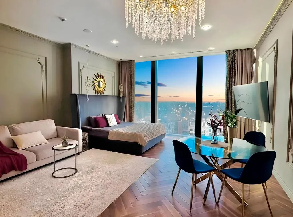 Квартира Квартира Sky City Moscow Уютная Студия на 43 этаже с видом на закат! Lux дизайн — Москва