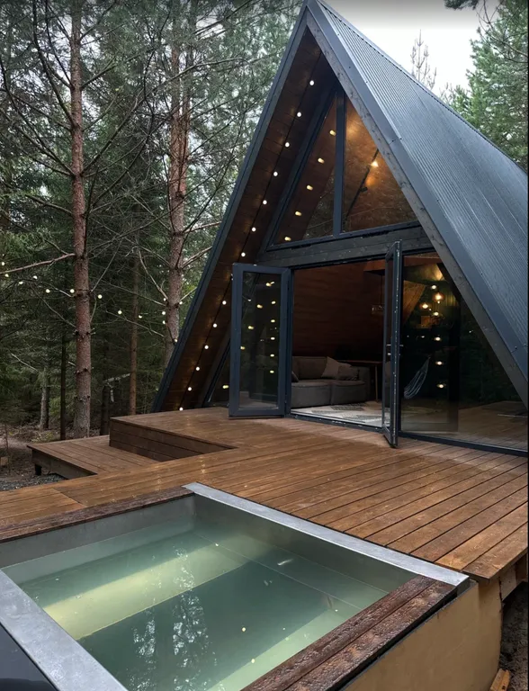 Хвойный - треугольный дом в сосновом лесу