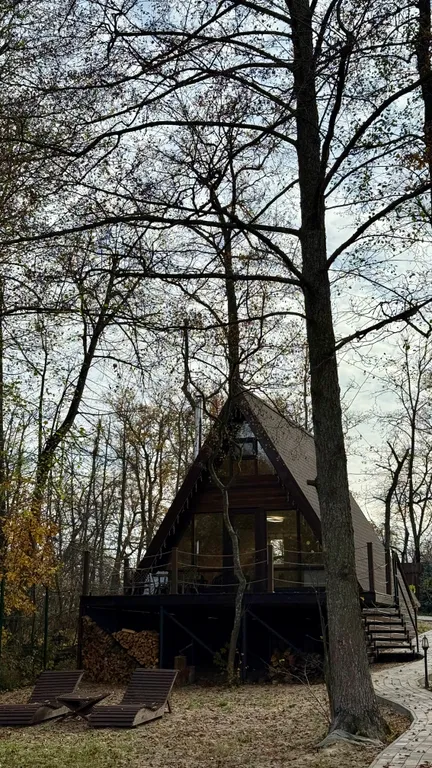 Уютный дом в лесу у озера вблизи от города