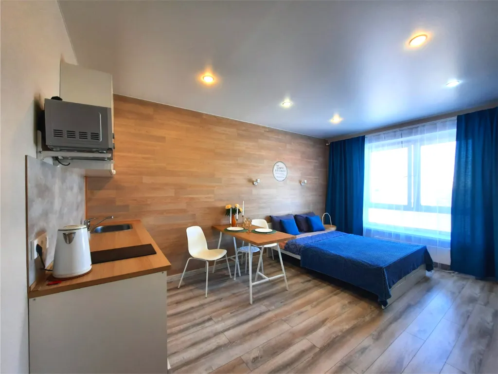 Студия для двоих — романтическое пространство с современным ремонтом