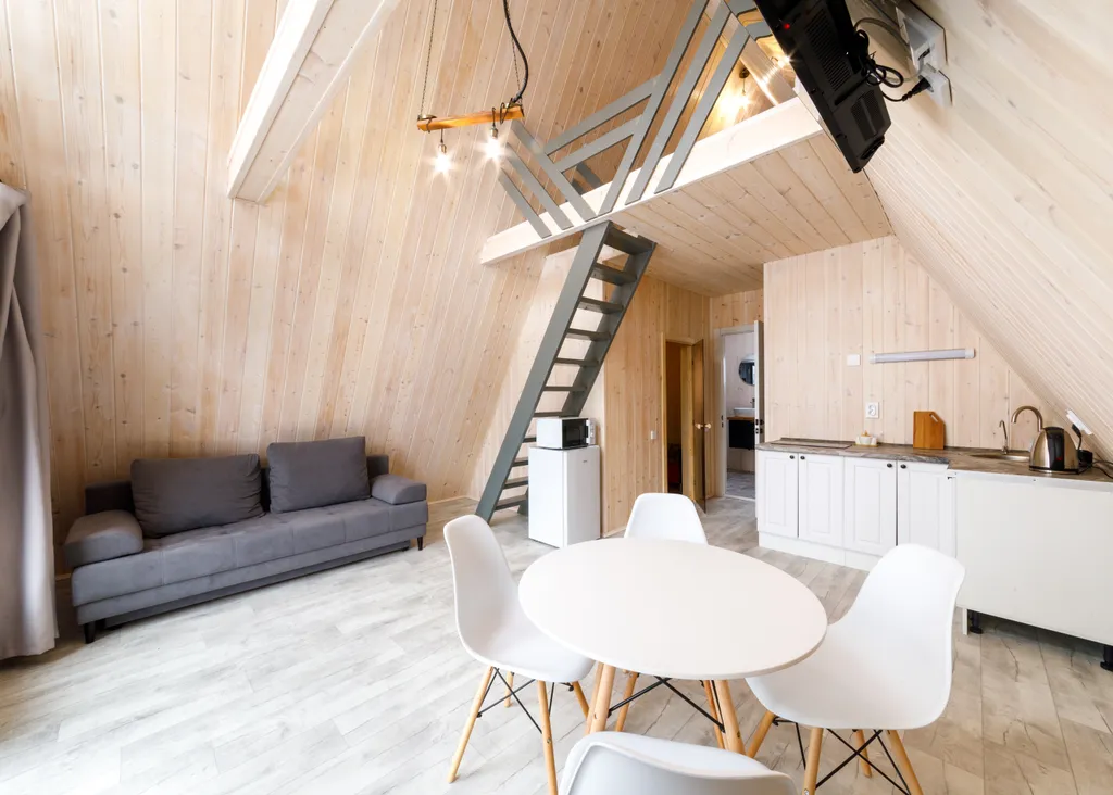 Уютный А-фpейм дом с бесплатной сауной