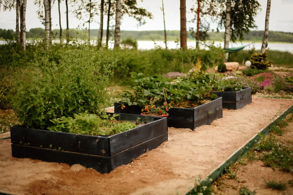Милый домик у озера с баней