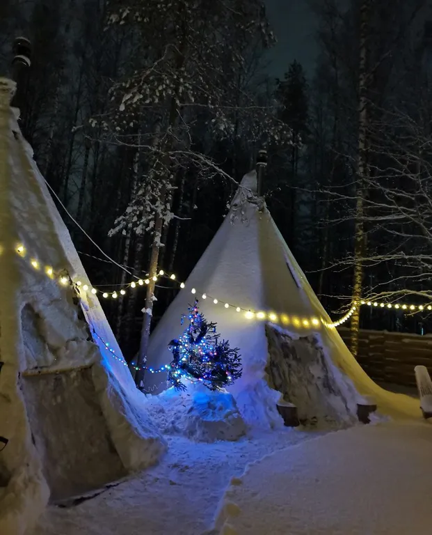 Уютный глэмпинг Типи-трип в лесу с баней, купелью и очагом
