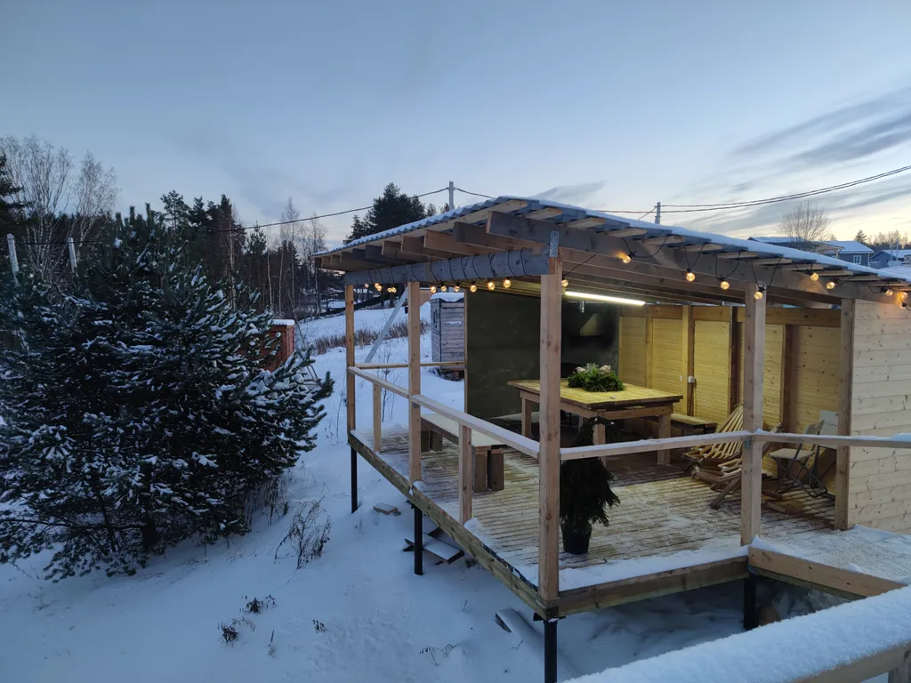 A-frame с беседкой и сауной у Игоры