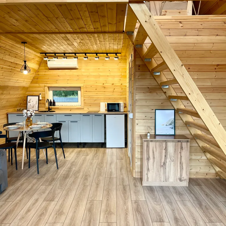 А-фрейм с баней и чаном