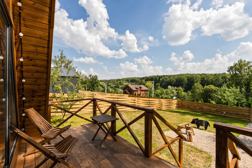 А-фрейм уютный домик у леса  с чаном