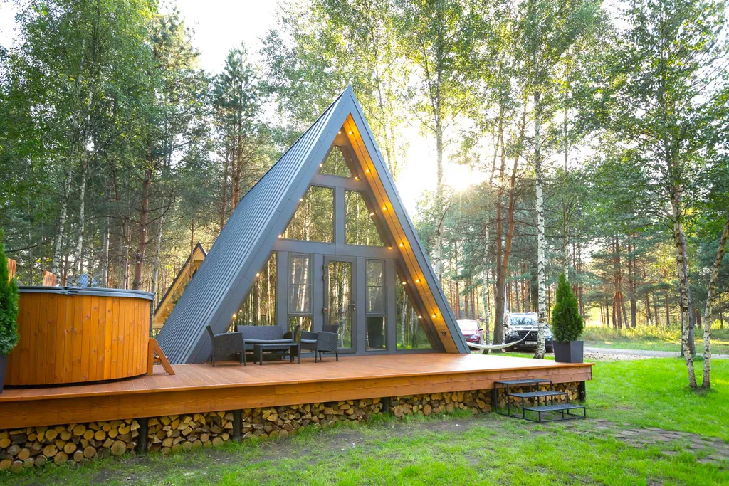 Домик A-Frame с купелью