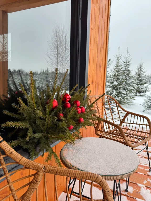 Атмосферный домик с баней на дровах и купелью