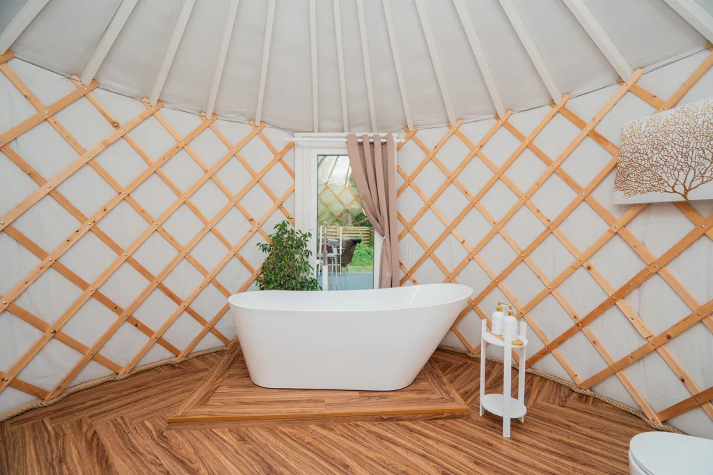 Глэмпинг с большой террасой в лесу