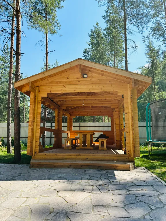 Дом и баня на дровах в сосновом лесу