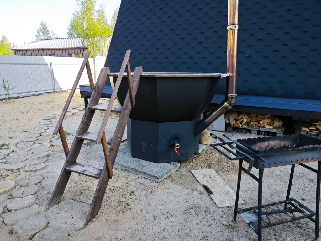 Уютный большой дом A-Frame с чаном рядом с Волгой