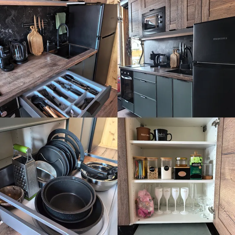 Домик для пар, чаном на дровах и видом на березовый лес в МО.