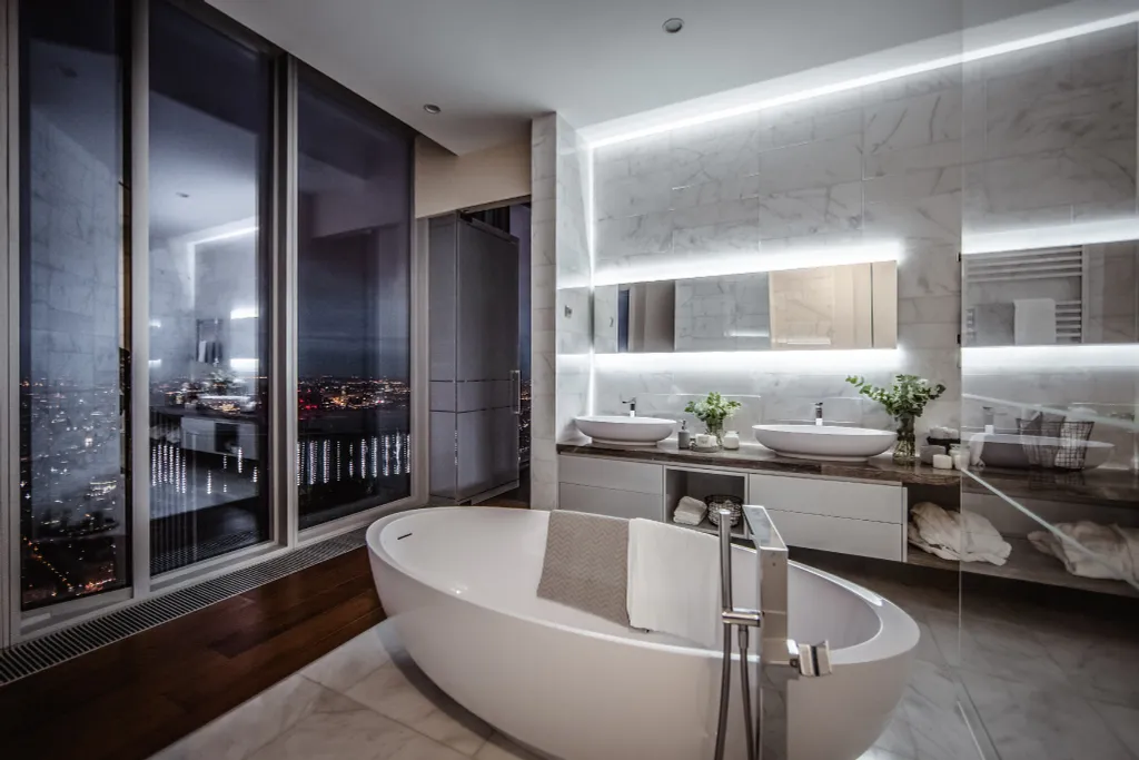 Апартамент в Москва Сити с панорамной ванной