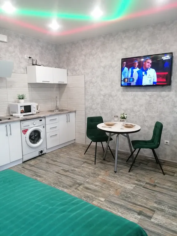 Современная студия с огромной ванной