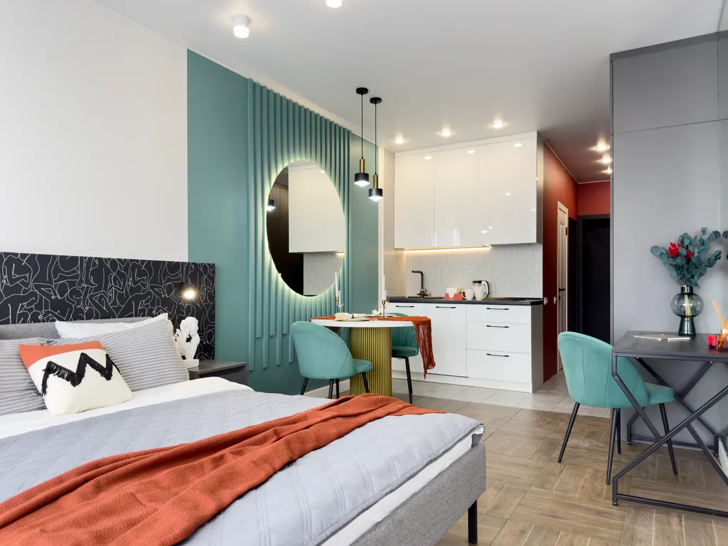 Квартира Квартира Дизайнерская студия для пары, вид на Москва-сити — Москва