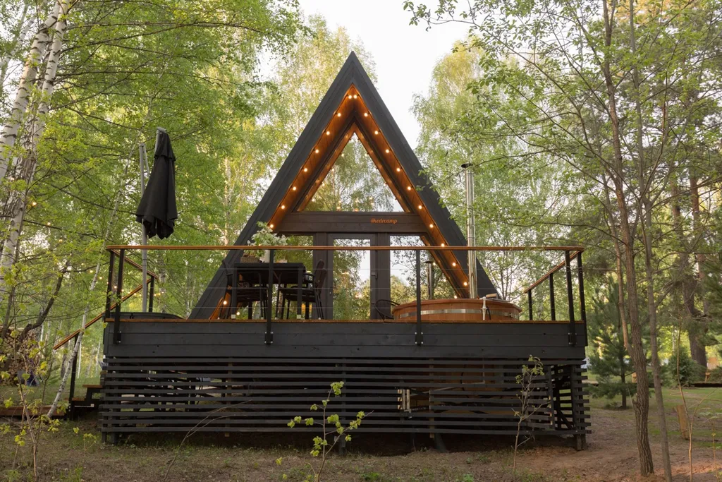 Глэмпинг Krona camp (Дома A-frame в лесу) 40 км от Уфы
