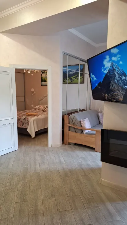 Уютный апартамент в центре с балконом и видом на горы лес