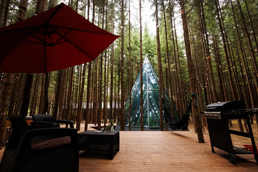 Дом-пирамида с 360 панорамой на лес