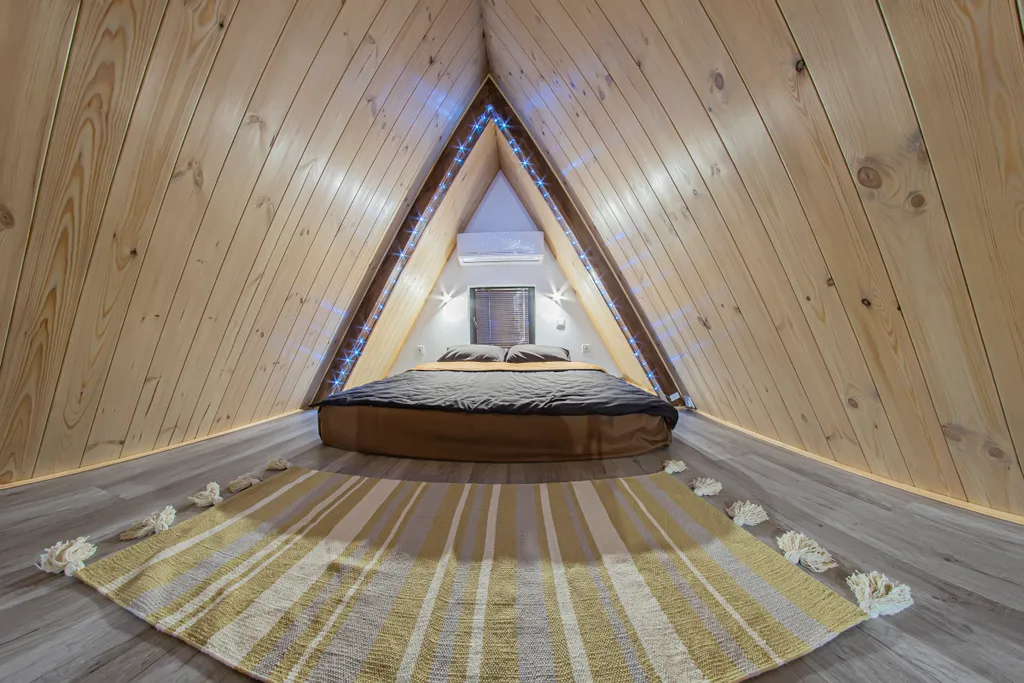 А-фрейм у Озера с чаном и сауной