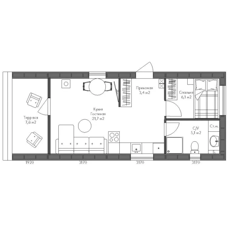 1-комнатный Дом