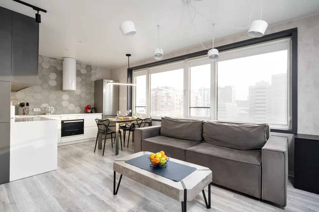 Двухкомнатная студия с панорамным видом на Октябрьский мост!!!