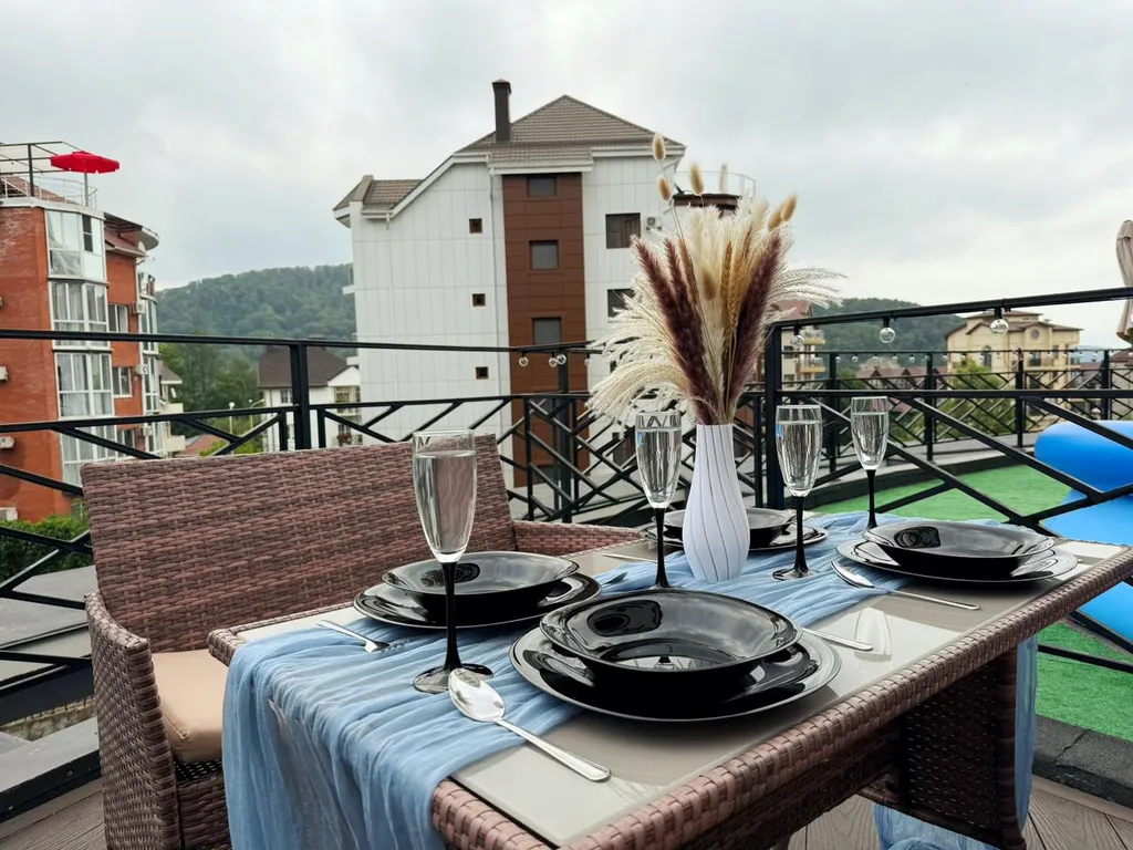 Апартаменты с террасой для четверых, 3 минуты до пляжа