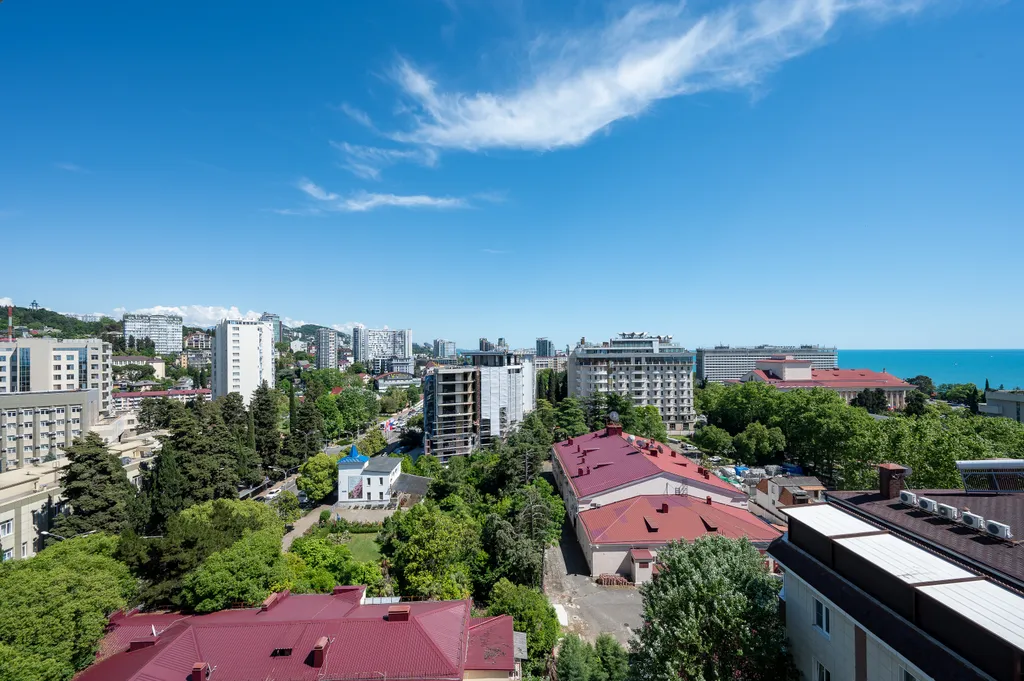 Барселона парк, 2-комнатный с видом на море, центр Сочи, 5 минут до моря