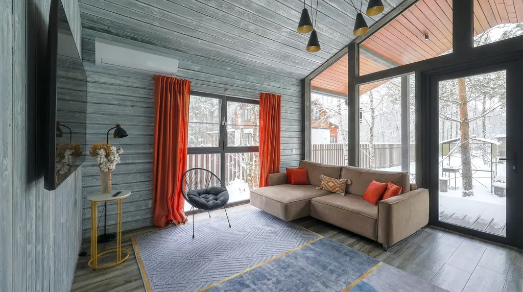 BarnHouse с камином, кондиционером и террасой