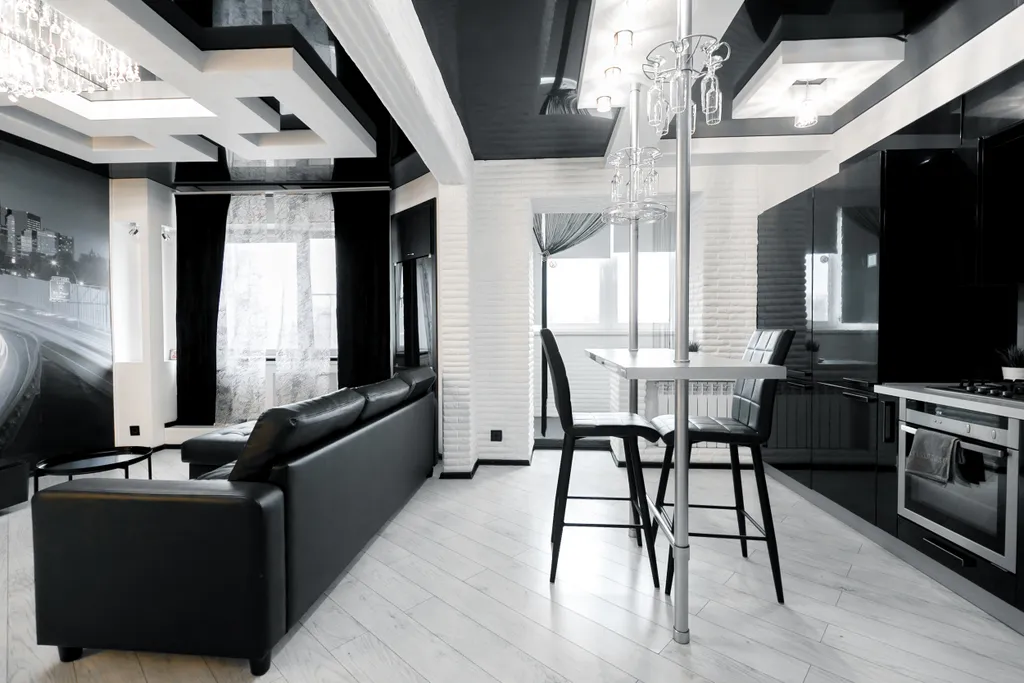 Дизайнерская студия в черно-белом стиле