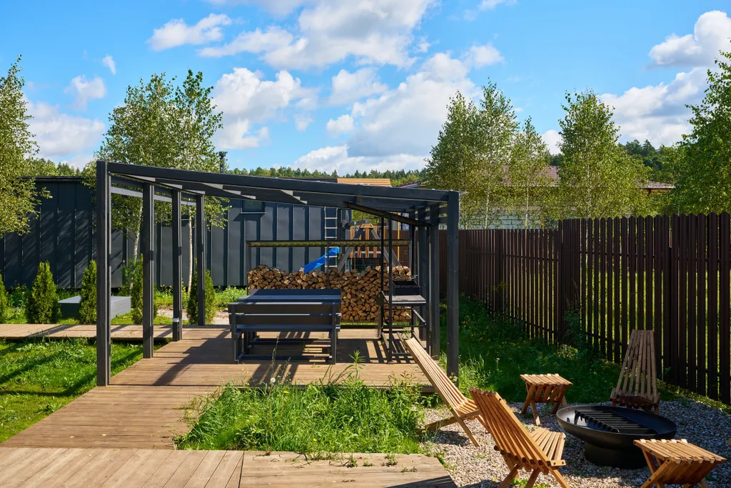 Большой панорамный дом с камином и сауной