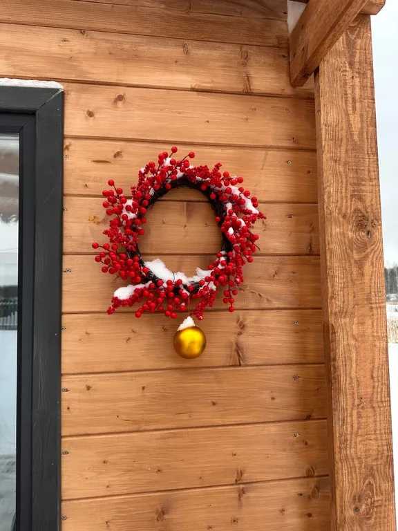 Стильный Красный дом у реки