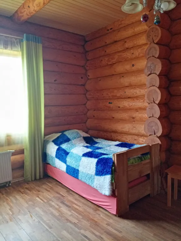 Деревянный домик с соломенной крышей и русская баня