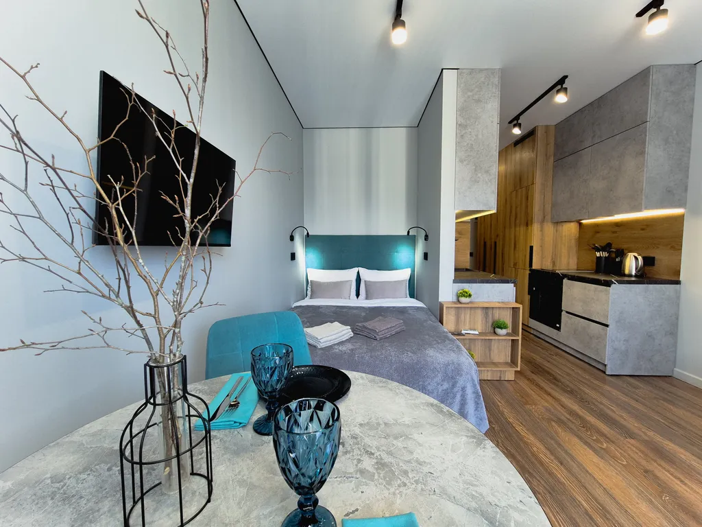 Уютная студия с ванной и прекрасным видом на реку и лес