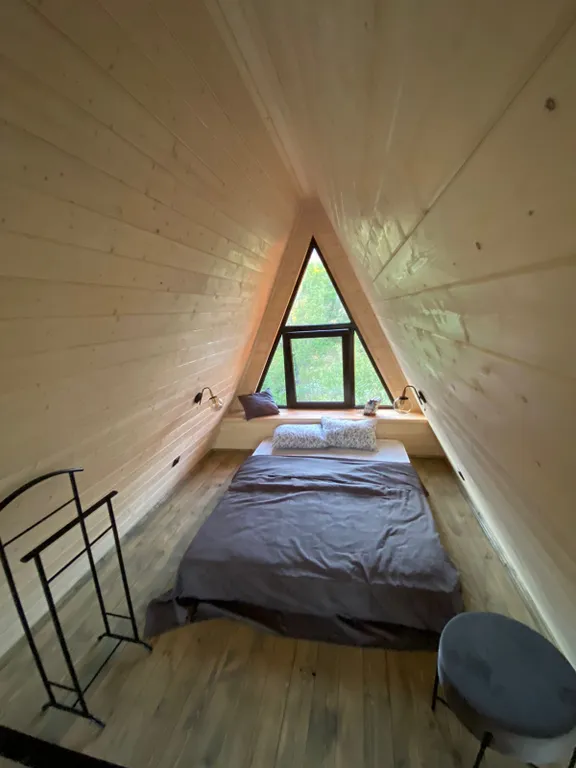 Стильный домик Aframe с баней и бассейном