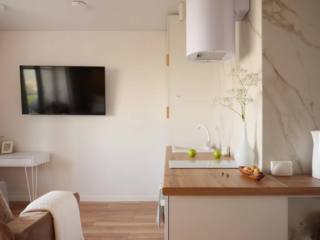 Уютнейшая студия с шикарным видом на панораму города и реку