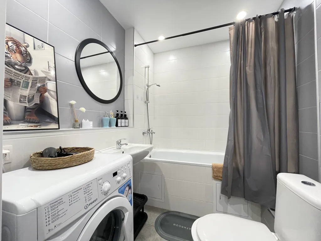 Большая квартира-студия с ванной для 3х гостей