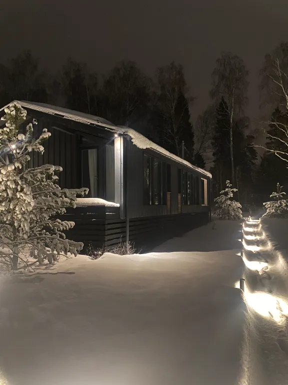 Дача в лесу с панорамными окнами