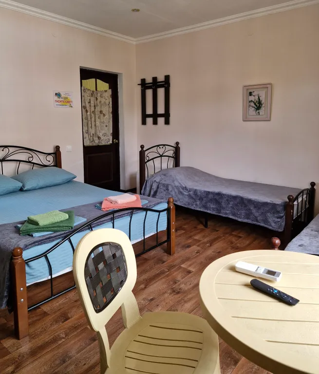 Семейная уютная комната, с балкона вид на горы