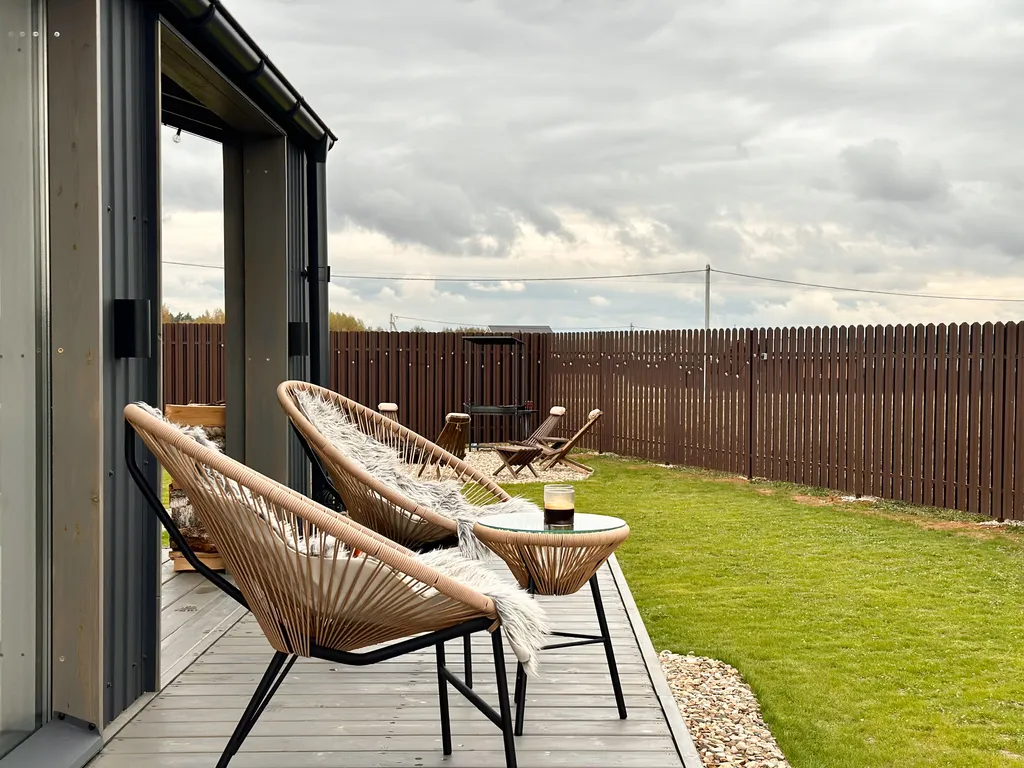 Панорамный барн в стиле Дубльдом с баней и чаном