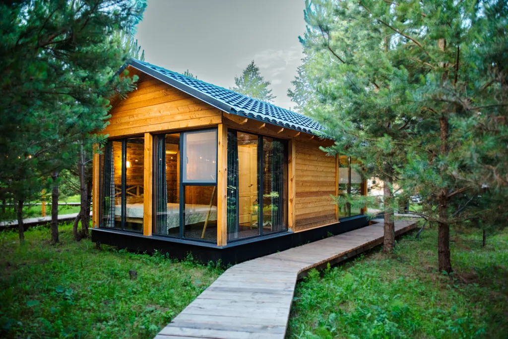 Шале посреди молодого сосново-березового леса